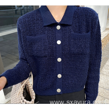 Elegant small fragrance short knitted cardigan